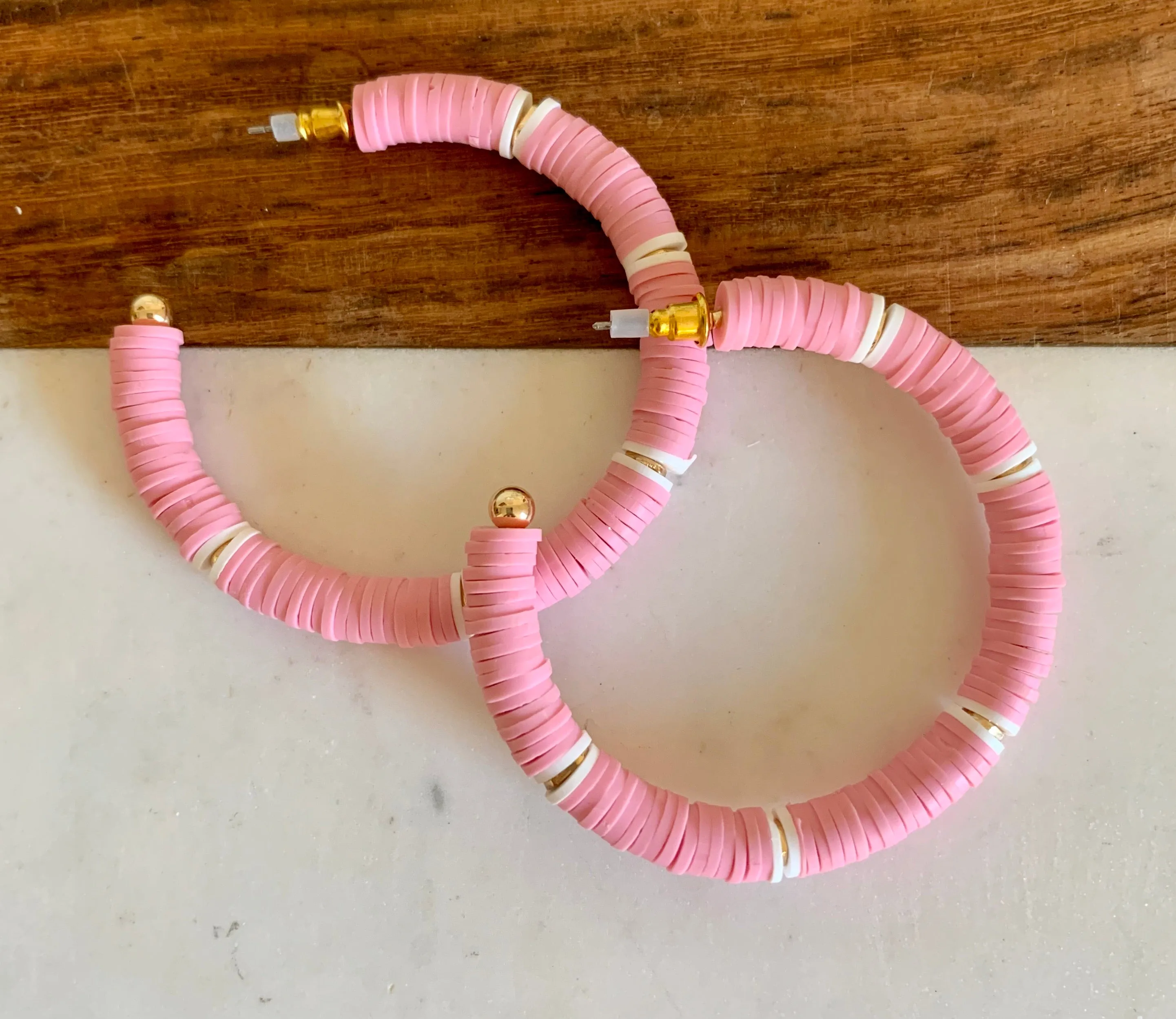 Light Pink // Flat Disc Open Hoops