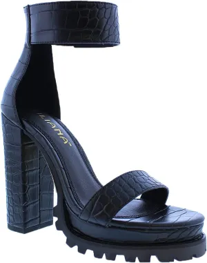Liliana Patterned Skin Thick Ankle Strap Rugged Outsole Heel, Monclair-19A