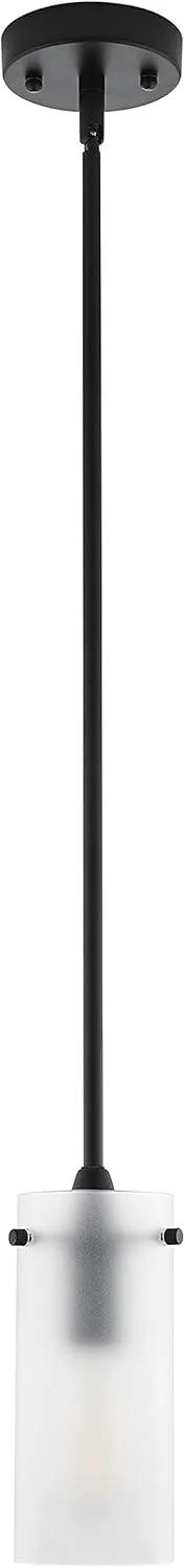 Linea di Liara Effimero Modern Matte Black Pendant Light Fixtures Over Kitchen Island Sink Lighting Ceiling Hanging Farmhouse Mini Metal Industrial Pendant Lighting Small Frosted Glass Shade