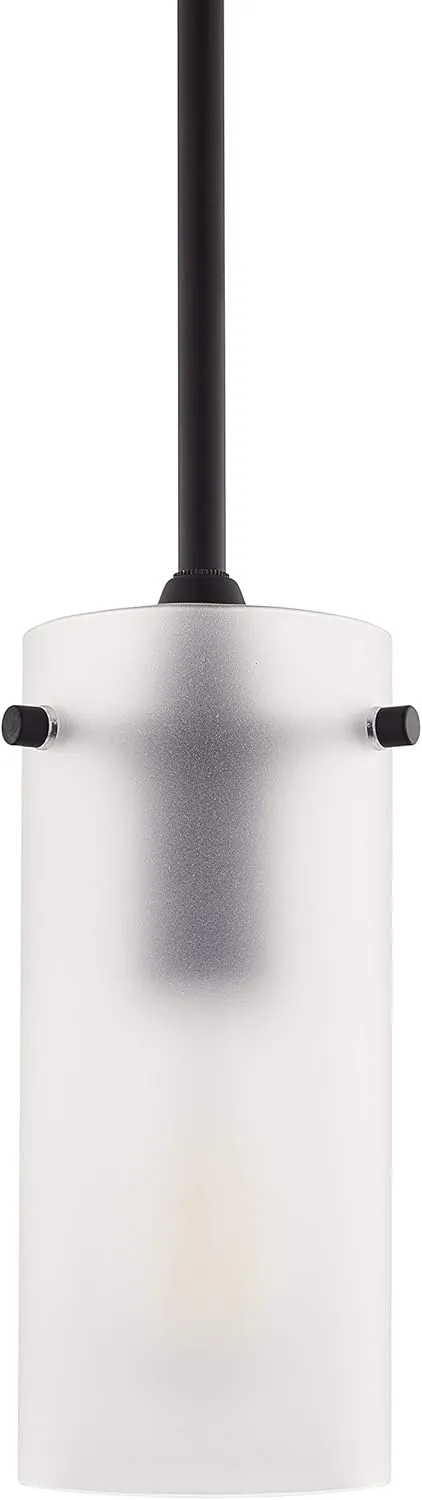 Linea di Liara Effimero Modern Matte Black Pendant Light Fixtures Over Kitchen Island Sink Lighting Ceiling Hanging Farmhouse Mini Metal Industrial Pendant Lighting Small Frosted Glass Shade
