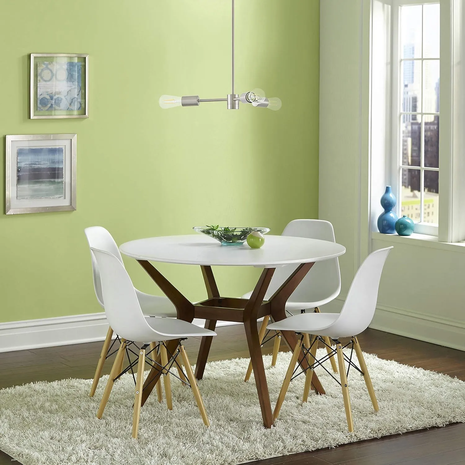 Linea di Liara Geneva 3-Light Pendant Lighting for Kitchen Sputnik Chandeliers for Dining Room Table Mid Century Modern Light Fixture Ceiling Nickel Sputnik Light Fixture, Bulbs Included, UL Listed