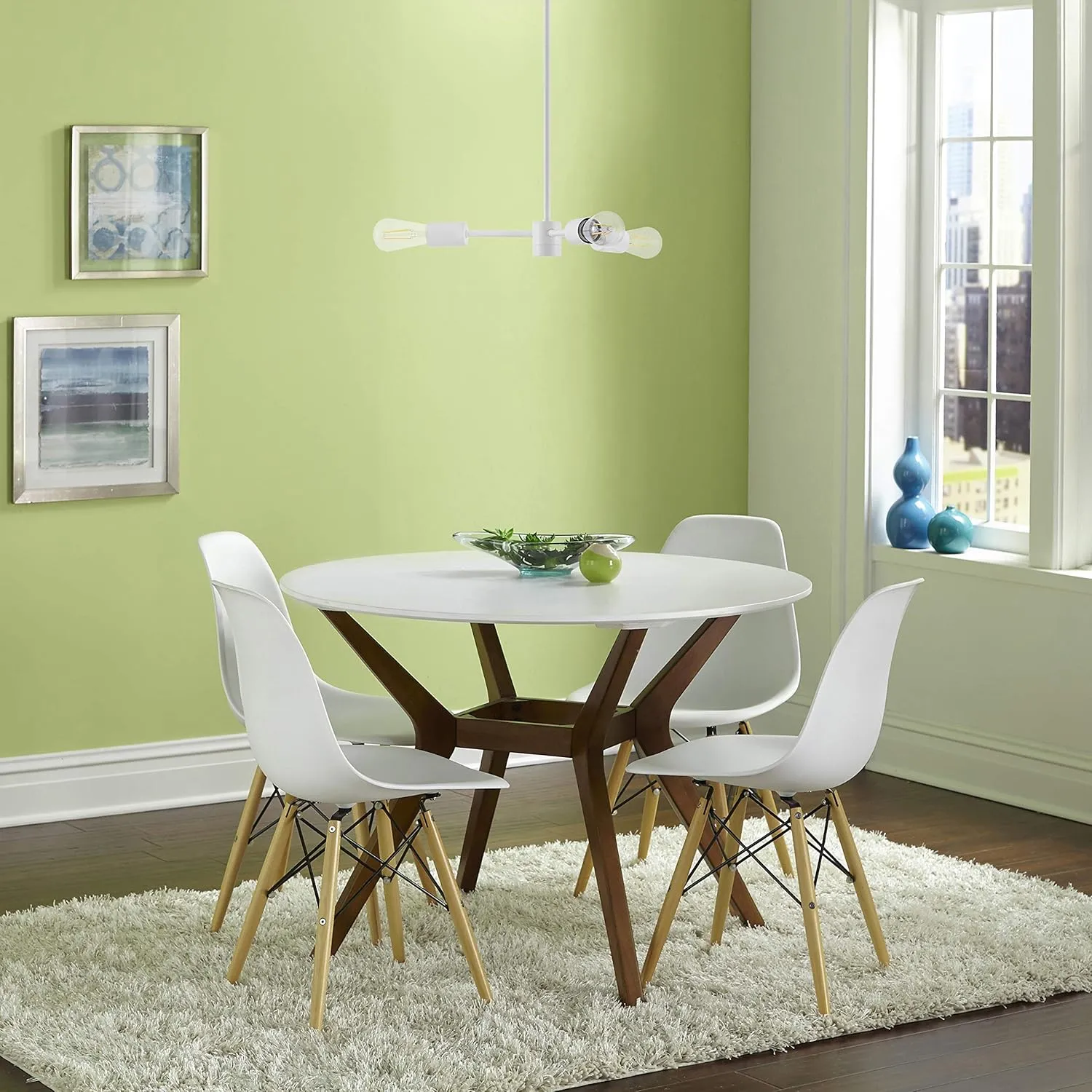 Linea di Liara Geneva 3-Light Pendant Lighting for Kitchen Sputnik Chandeliers for Dining Room Table Mid Century Modern Light Fixture Ceiling White Sputnik Light Fixture, Bulbs Included, UL Listed