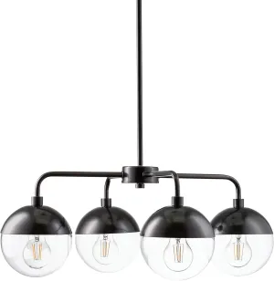 Linea di Liara Novara 4-Light Bronze Chandeliers for Dining Room Light Fixture Over Table Glass Globe Kitchen Pendant Lighting Hanging Ceiling Modern Chandelier, LED Bulbs Included, UL Listed