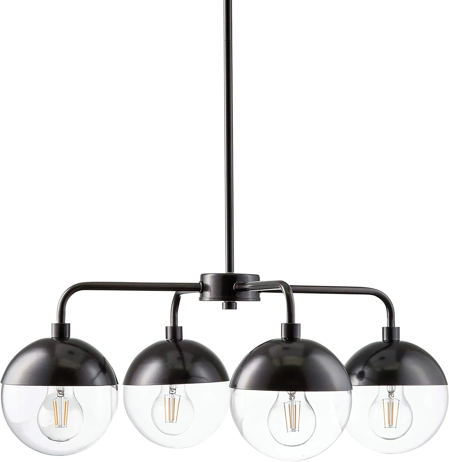 Linea di Liara Novara 4-Light Bronze Chandeliers for Dining Room Light Fixture Over Table Glass Globe Kitchen Pendant Lighting Hanging Ceiling Modern Chandelier, LED Bulbs Included, UL Listed