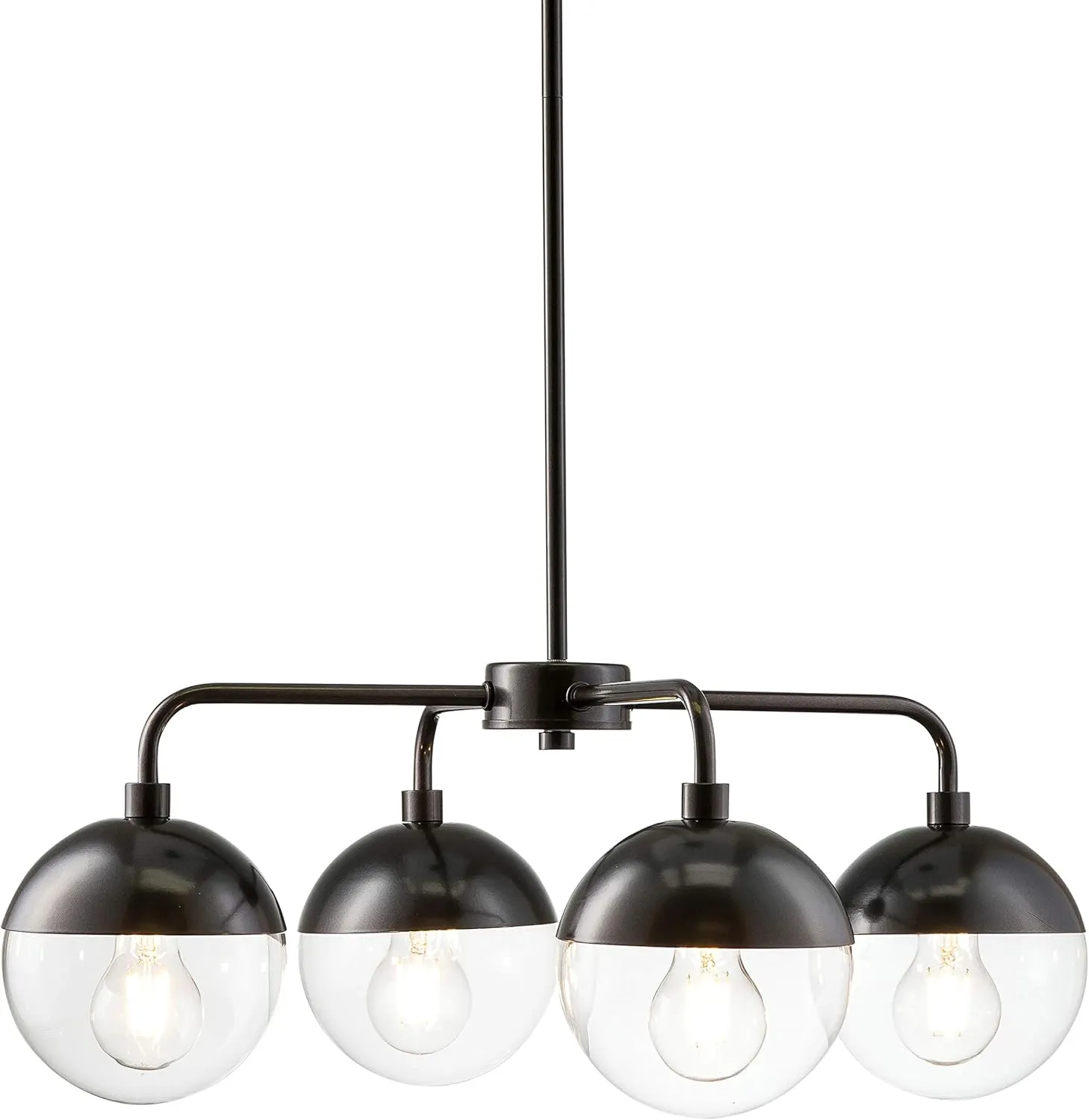 Linea di Liara Novara 4-Light Bronze Chandeliers for Dining Room Light Fixture Over Table Glass Globe Kitchen Pendant Lighting Hanging Ceiling Modern Chandelier, LED Bulbs Included, UL Listed