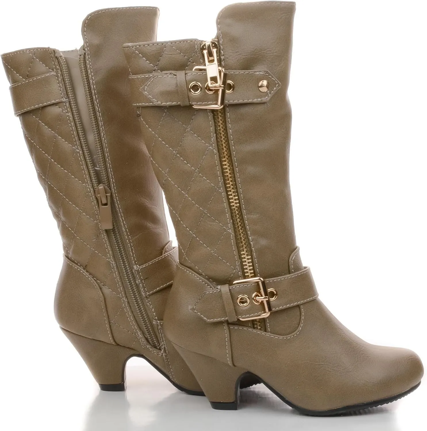 Link Little Girl's Pauline-38 Kitten Heel Boots with Decorative