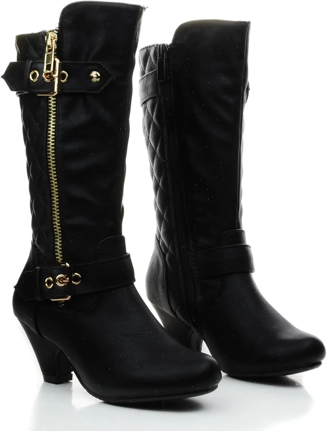 Link Little Girl's Pauline-38 Kitten Heel Boots with Decorative