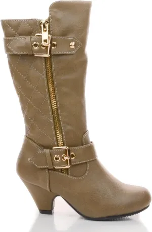 Link Little Girl's Pauline-38 Kitten Heel Boots with Decorative