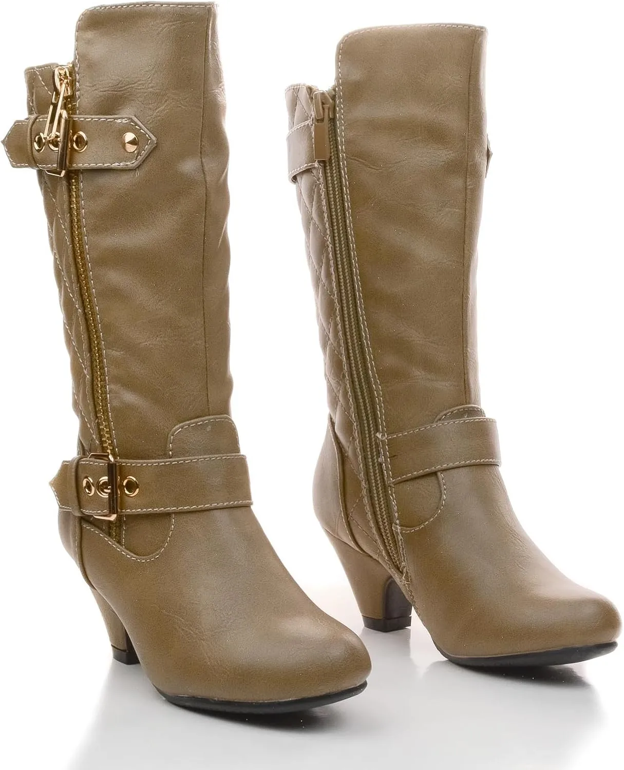 Link Little Girl's Pauline-38 Kitten Heel Boots with Decorative