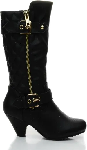 Link Little Girl's Pauline-38 Kitten Heel Boots with Decorative
