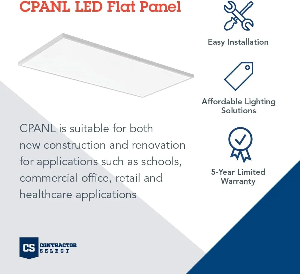 Lithonia Lighting CPANL 2x4 LED Flat Panel Light, 2 ft. by 4 ft. LED Light Panel, Ceiling Lighting Fixture, 4000 Lumens, 3500K/4000K/5000K Switchable CCT, Includes Direct Ceiling Mount Bracket, White