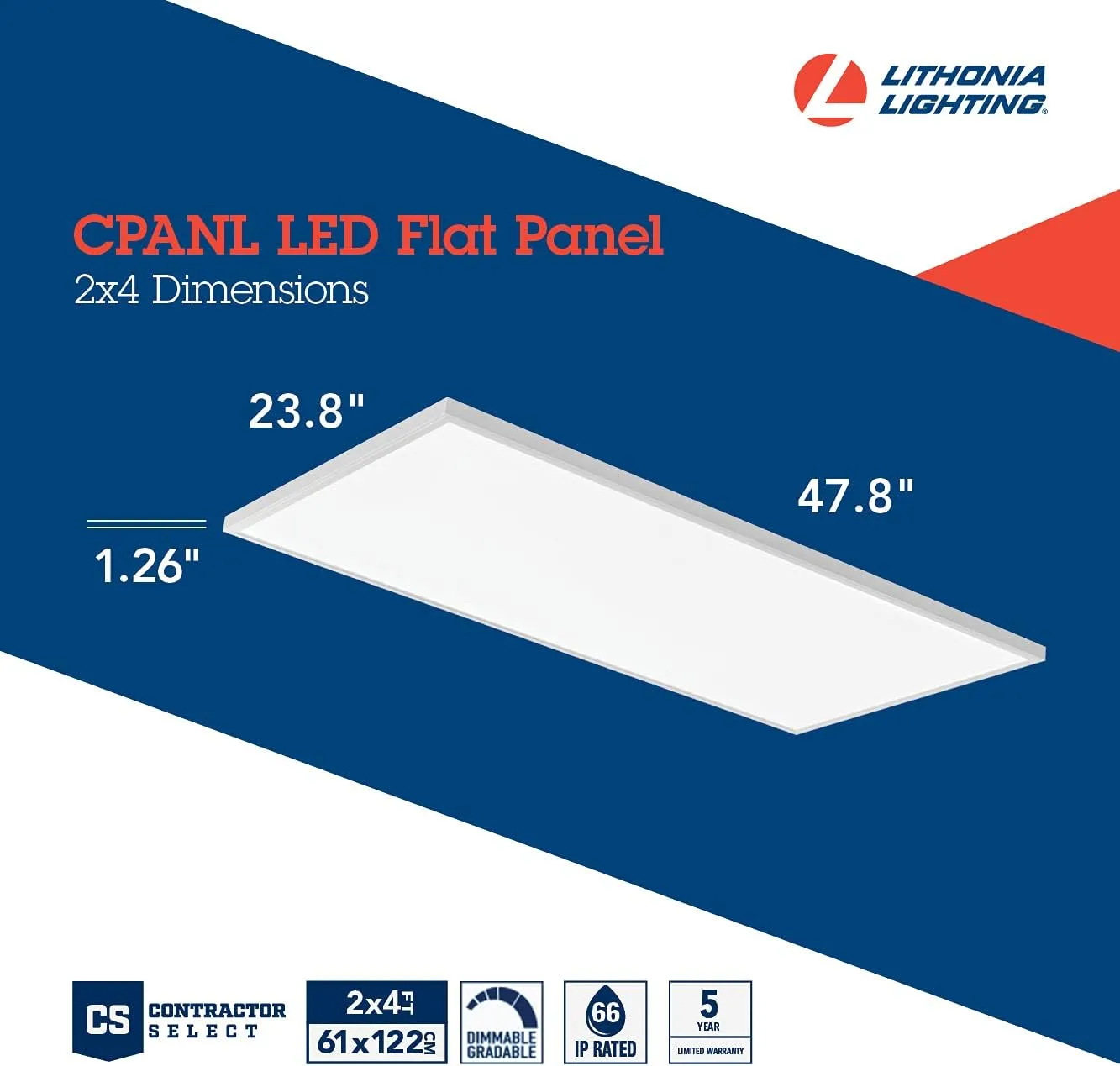 Lithonia Lighting CPANL 2x4 LED Flat Panel Light, 2 ft. by 4 ft. LED Light Panel, Ceiling Lighting Fixture, 4000 Lumens, 3500K/4000K/5000K Switchable CCT, Includes Direct Ceiling Mount Bracket, White