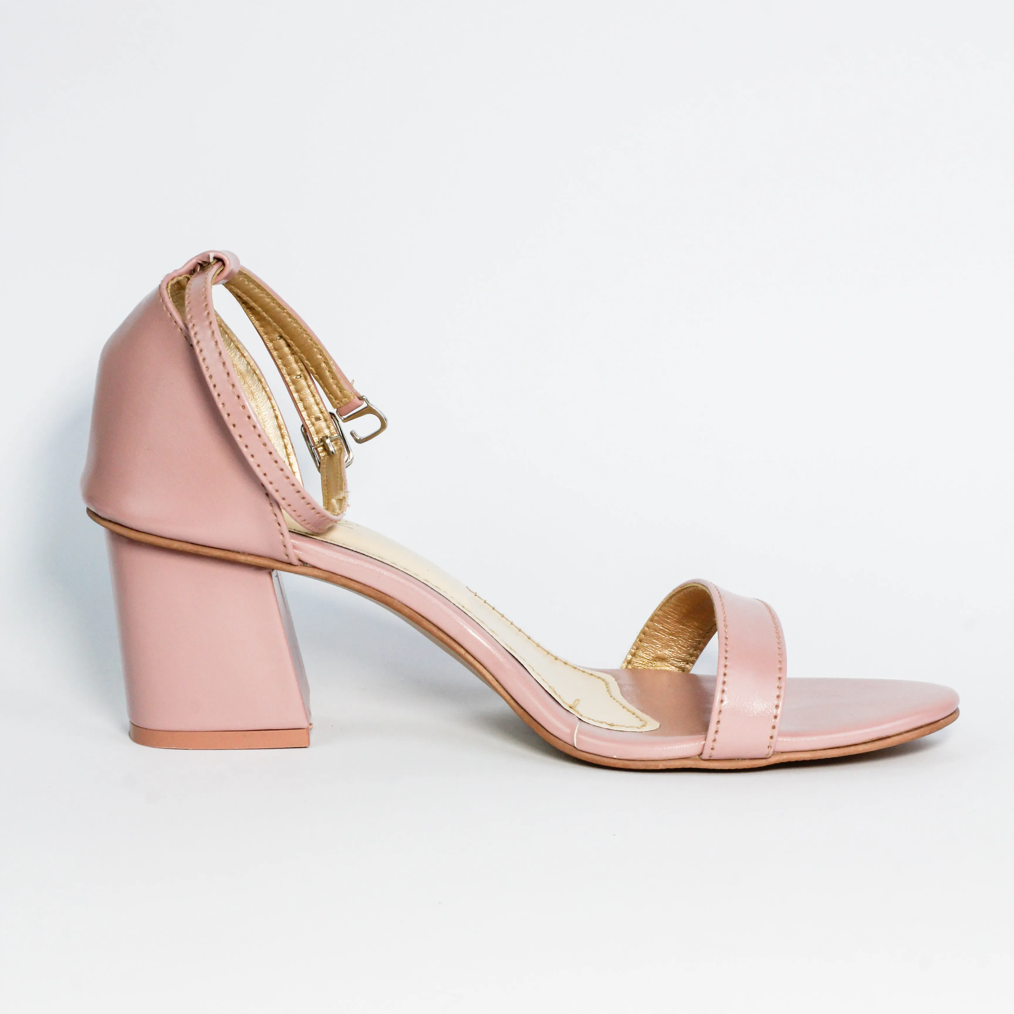 Liza Pink Ankle Strap Block Heel Sandals-11031