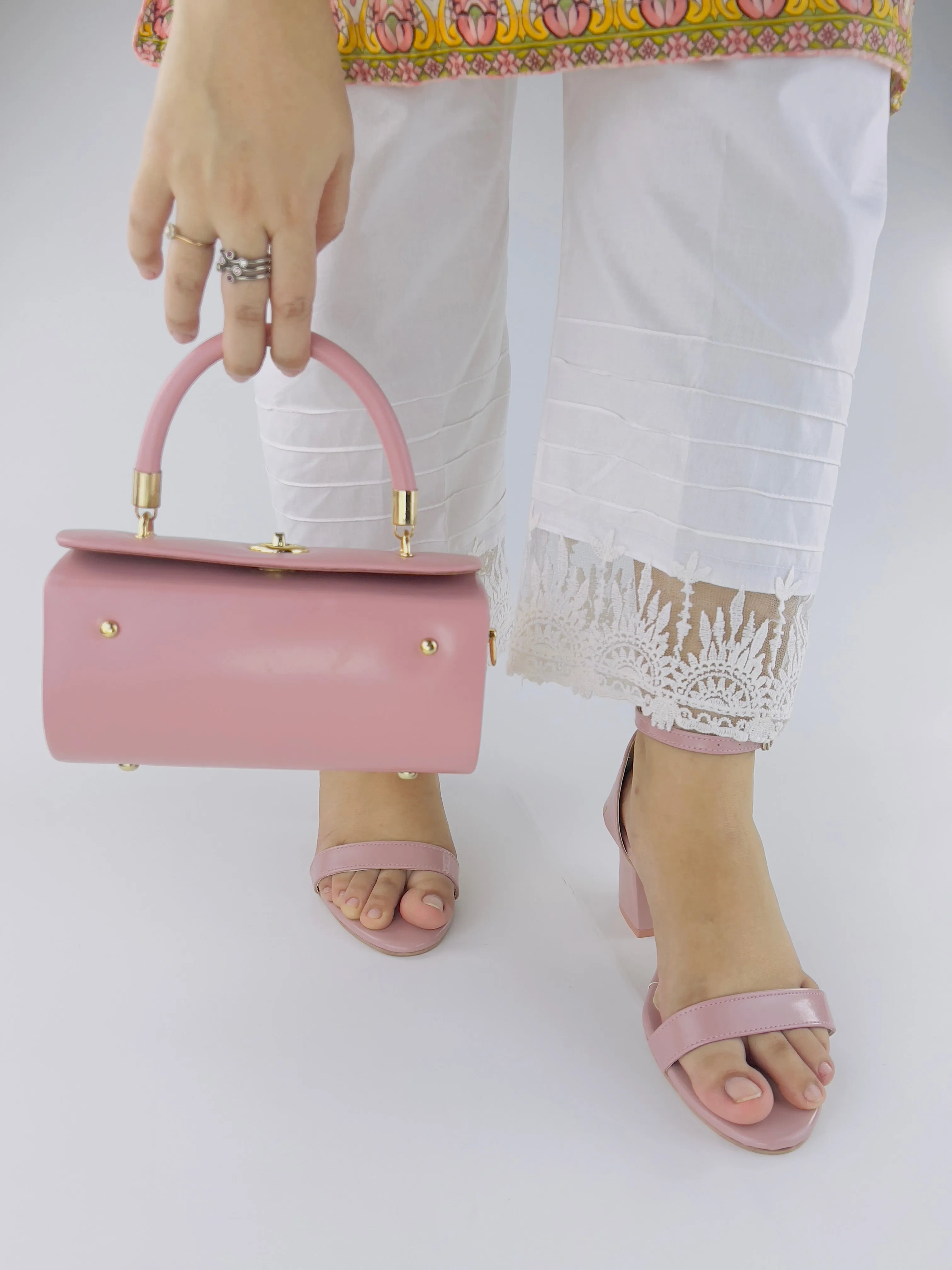 Liza Pink Ankle Strap Block Heel Sandals-11031
