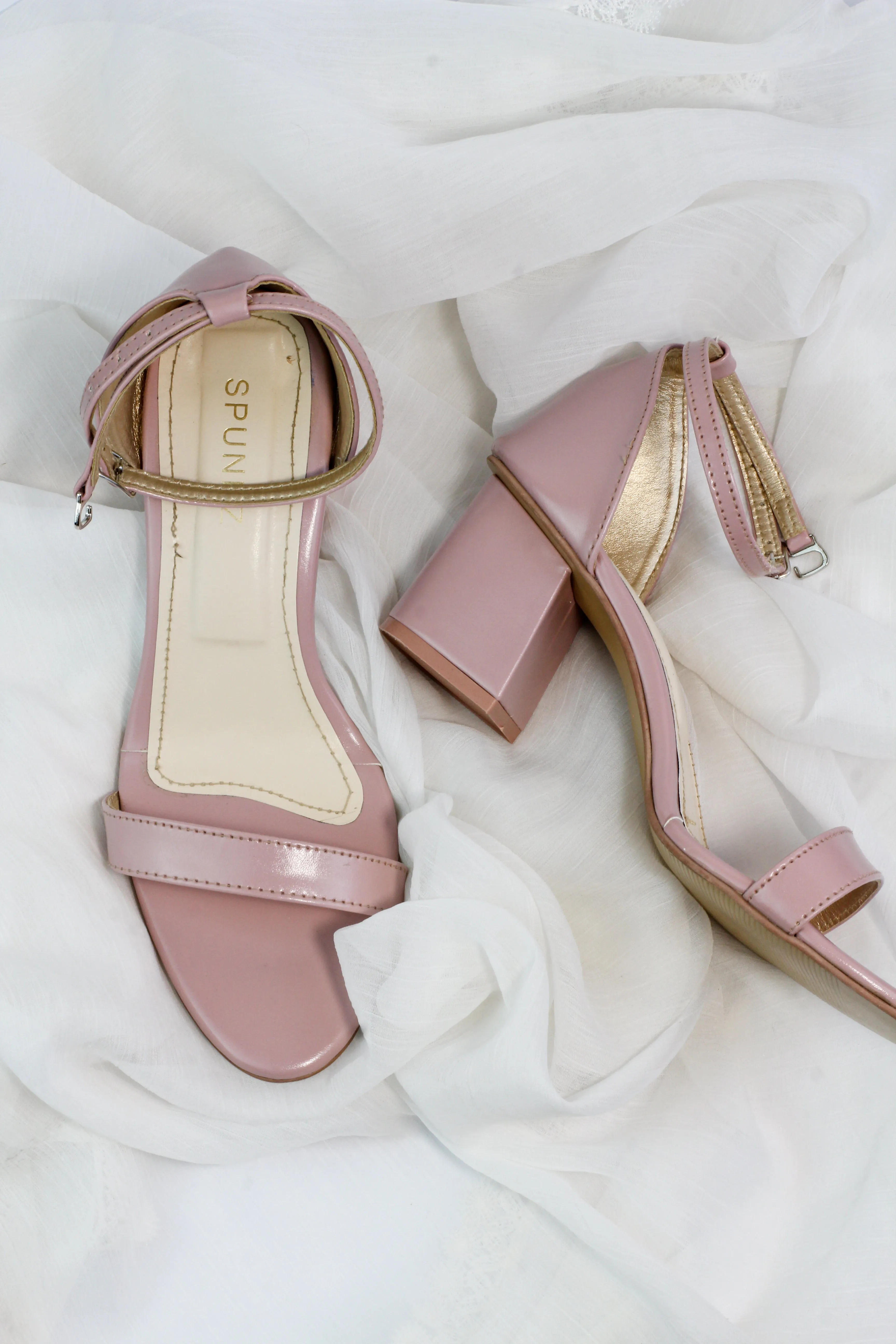 Liza Pink Ankle Strap Block Heel Sandals-11031