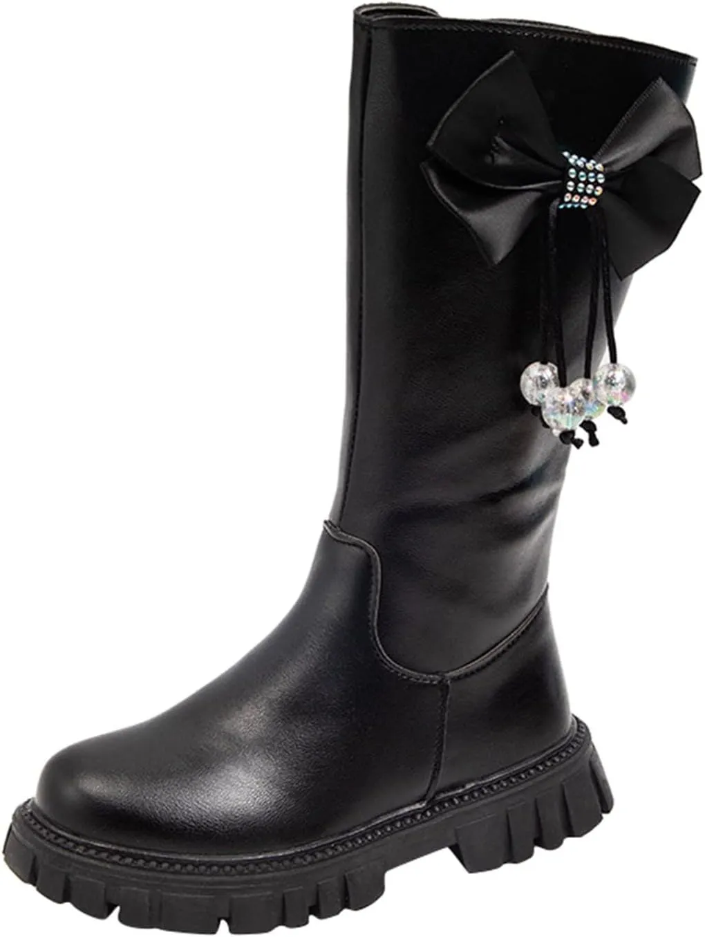 Long Leather Boots For Girls Kids Baby Toddler Zipper Leather Slip On Flat Boots Outdoor 𝐖aterproof Cozy Long Shoes