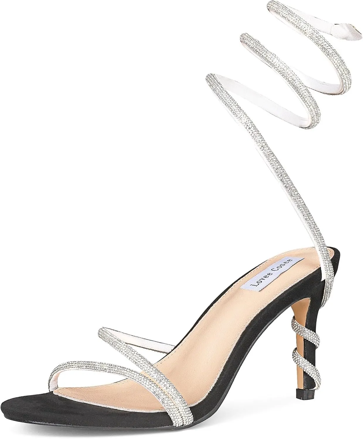 Lovee Cosee Rhinestone High Heels for Women Sexy Wrap Strap Open Toe Sandals Wedding Party Stiletto Heels