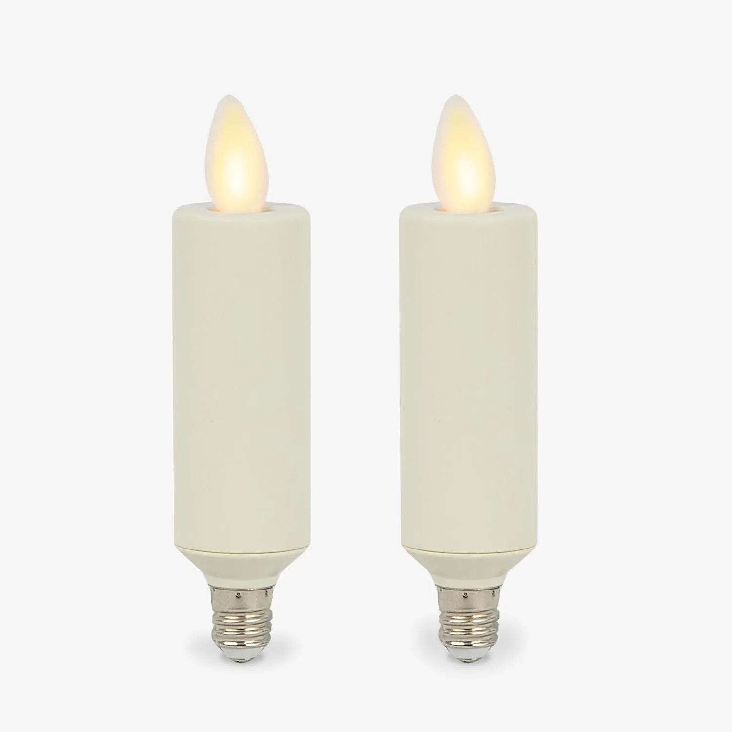 Luminara Set of 2 Pearl Ivory Flameless Candle E12 Taper Bulbs Flat Top - 1" x 4" for Chandeliers, Wall Sconces and Lighting Fixtures