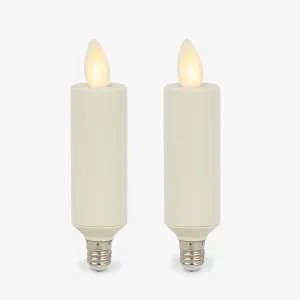 Luminara Set of 2 Pearl Ivory Flameless Candle E12 Taper Bulbs Flat Top - 1" x 4" for Chandeliers, Wall Sconces and Lighting Fixtures