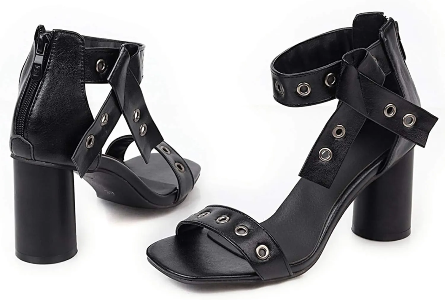 LYYSKY Womens Fashion High Heels Sandals Comfortable Ankle Strap Back Zip Snakeskin Summer Shoes
