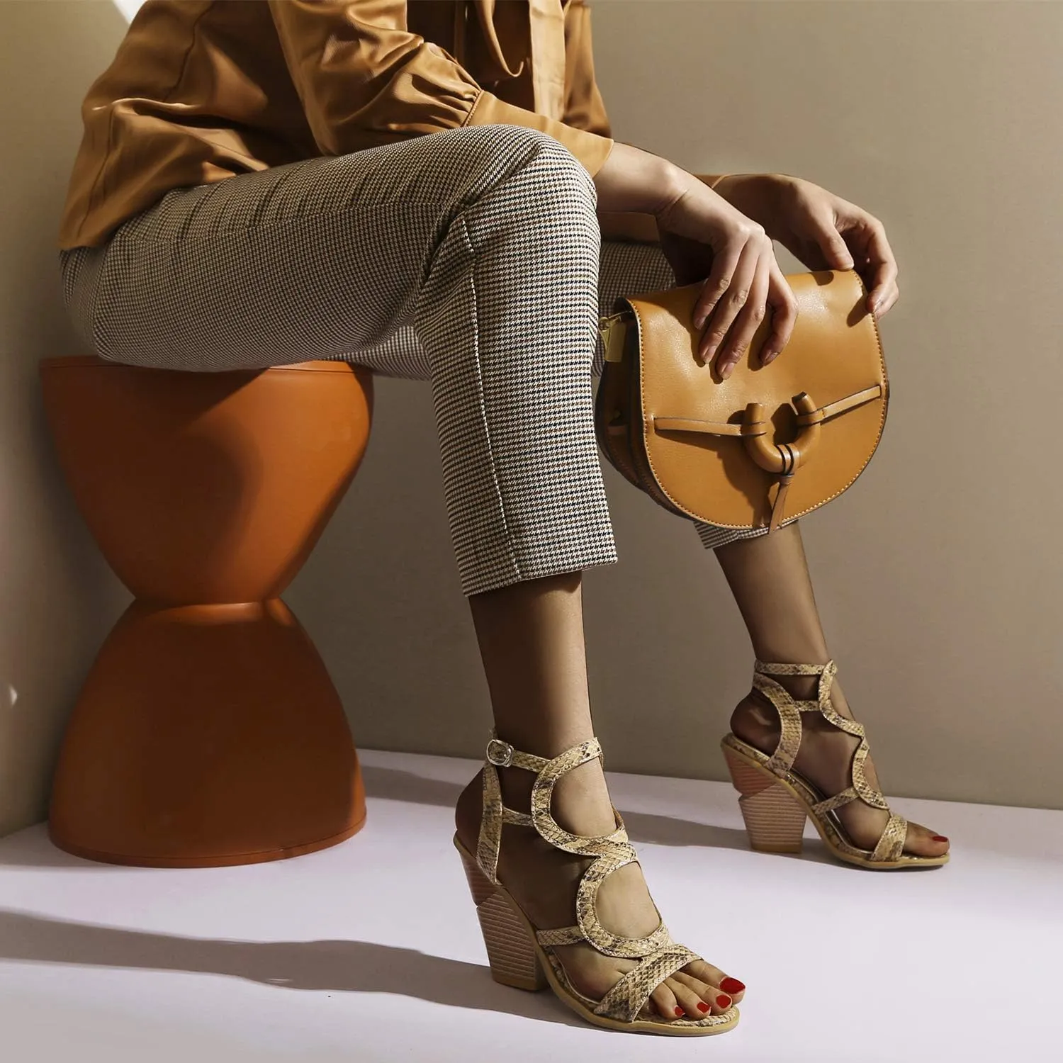 LYYSKY Womens Fashion Wedge High Heels Buckle Ankle Strap Slingback Sandals Open Toe Snakeskin Summer Shoes