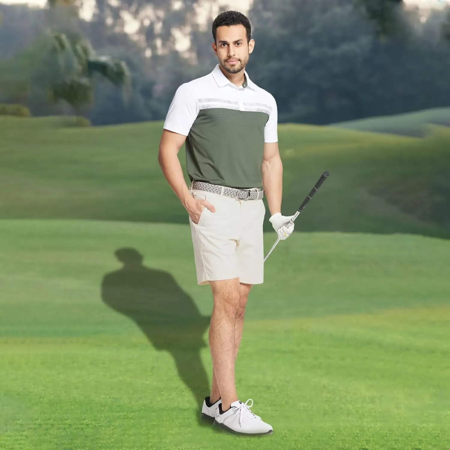 M MAELREG Golf Shorts Men 7 inch 9 inch Quick Dry Stretch Waist Moisture Wicking Water-Repellent Flat Front Flex Mens Shorts