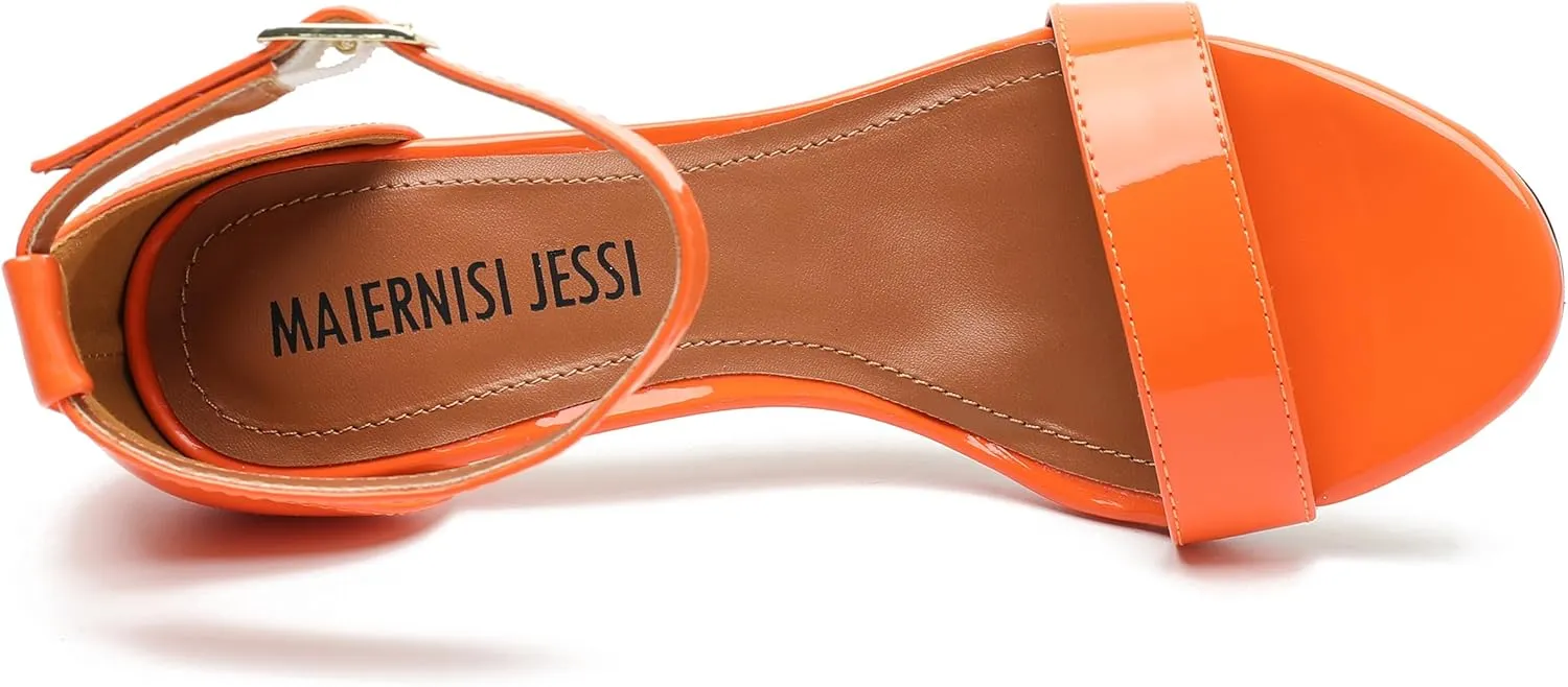 MAIERNISI JESSI Unisex Men's Women's Sandals Ankle Strap Kitten High Heel