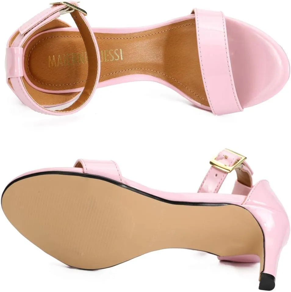 MAIERNISI JESSI Unisex Men's Women's Sandals Ankle Strap Kitten High Heel