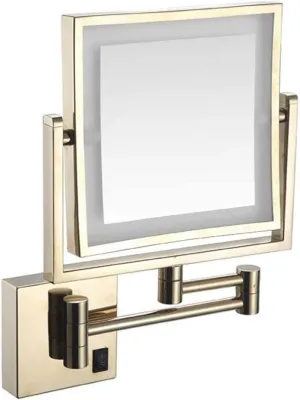 Makeup Mirror Vanity Mirror Wall Mounted Mirror,Square Double-Sided LED Makeup Mirror Folding Telescopic Mirror Bathroom Magnifying Beauty Mirror with Light Cosmetic Mirror