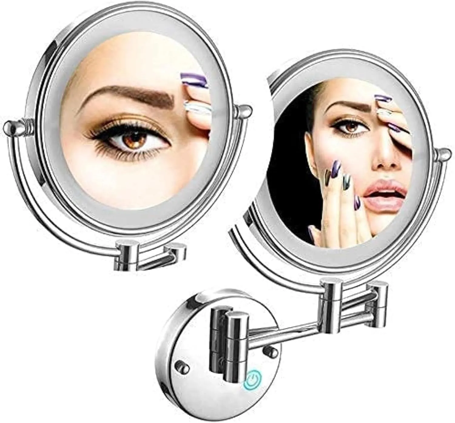 Makeup Mirror with Lights and 7X Magnification, 8 Inch Double Sided Vanity Magnifying Mirror for Bathroom (Color : Nickel Brushed),Antique Copper (Co