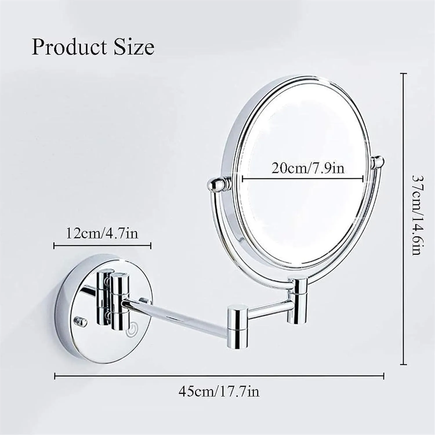 Makeup Mirror with Lights and 7X Magnification, 8 Inch Double Sided Vanity Magnifying Mirror for Bathroom (Color : Nickel Brushed),Antique Copper (Co
