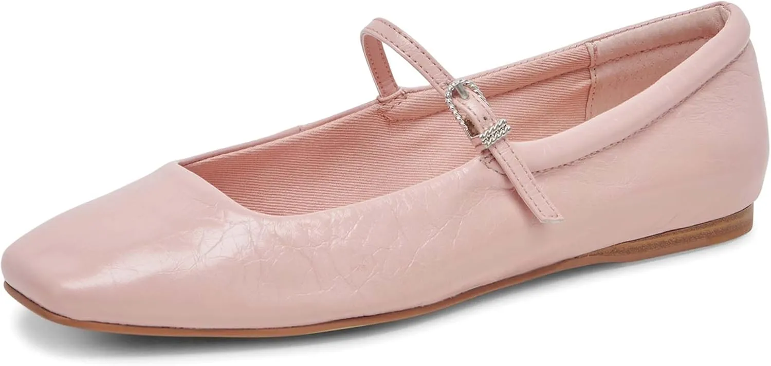 Mary Jane Ballet Flats for Women Casual Square Toe Slip On Flats Comfortable Ankle Buckle Strap Ballerina Shoes