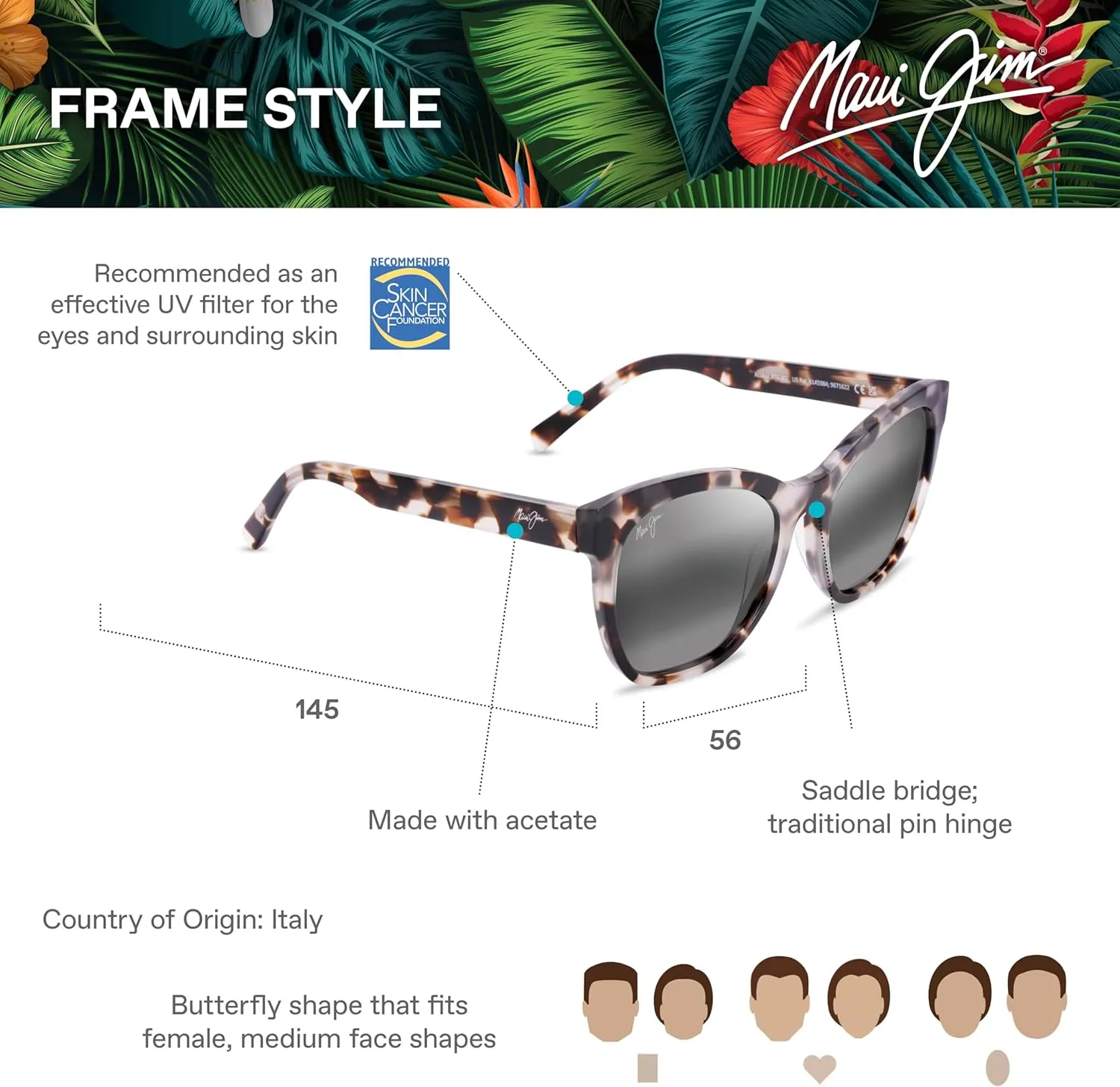 Maui Jim Women's Alulu Polarized Cat Eye Sunglasses