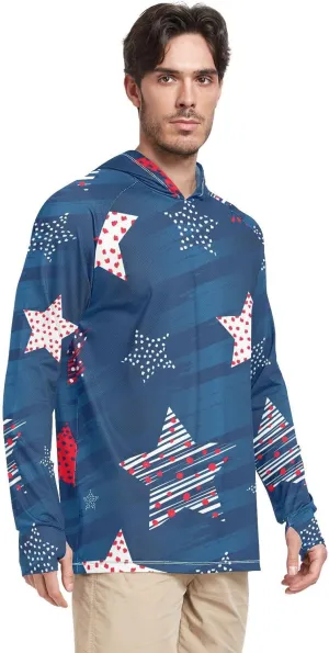 Mens Hoodie Sun Protection Long Sleeve American Star UPF 50 Mens Sun Shirt Sunproof Shirts Rash Guard Men UV