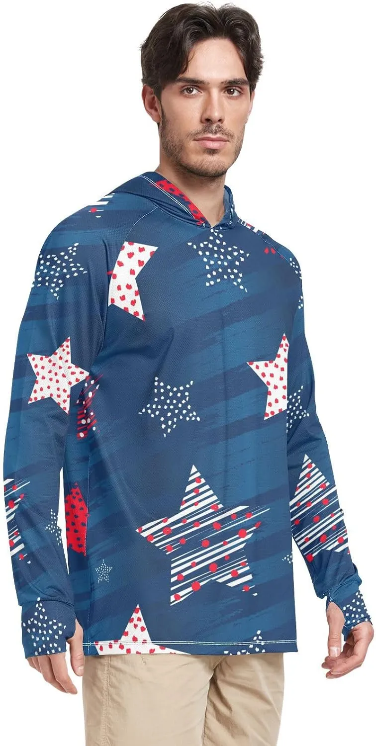 Mens Hoodie Sun Protection Long Sleeve American Star UPF 50 Mens Sun Shirt Sunproof Shirts Rash Guard Men UV
