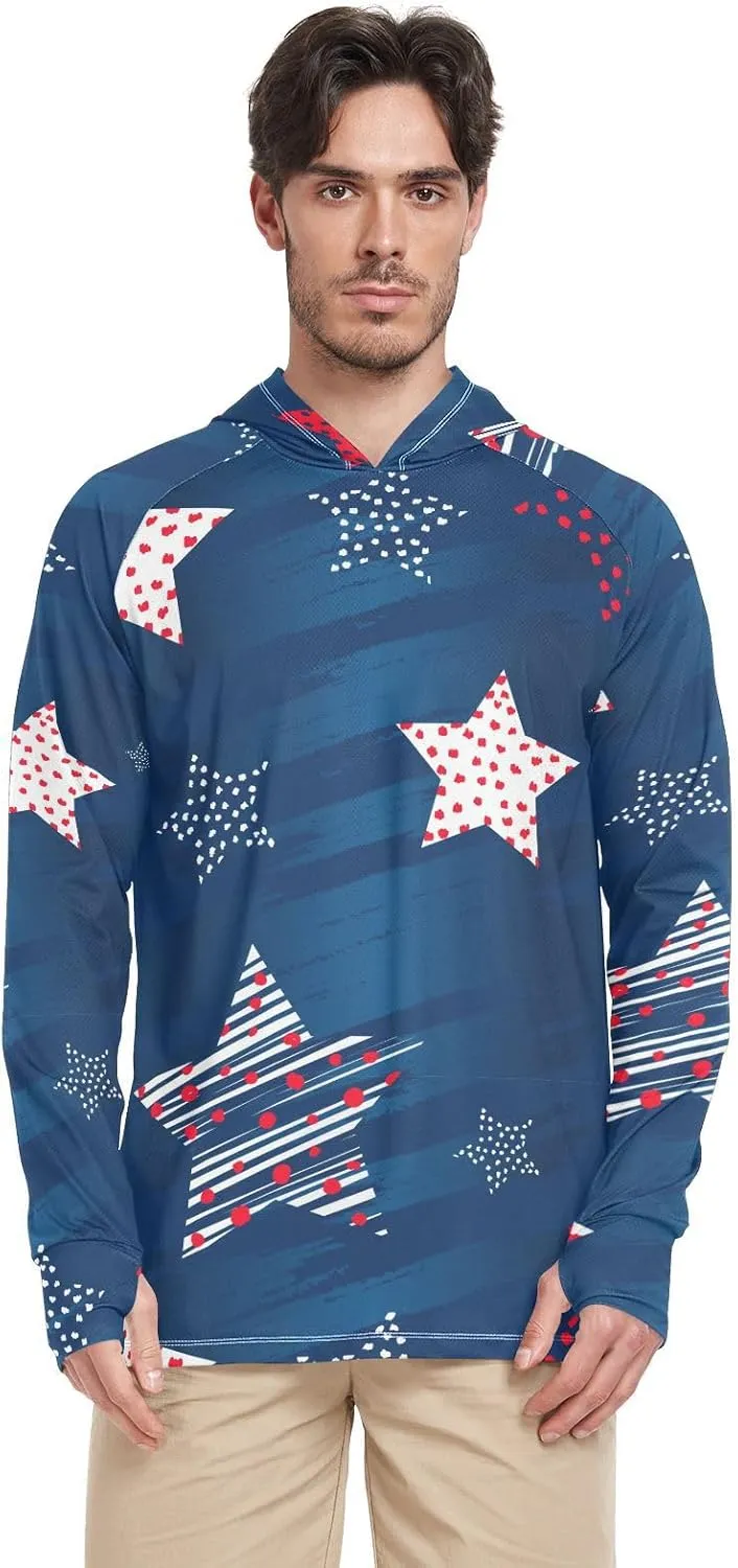 Mens Hoodie Sun Protection Long Sleeve American Star UPF 50 Mens Sun Shirt Sunproof Shirts Rash Guard Men UV