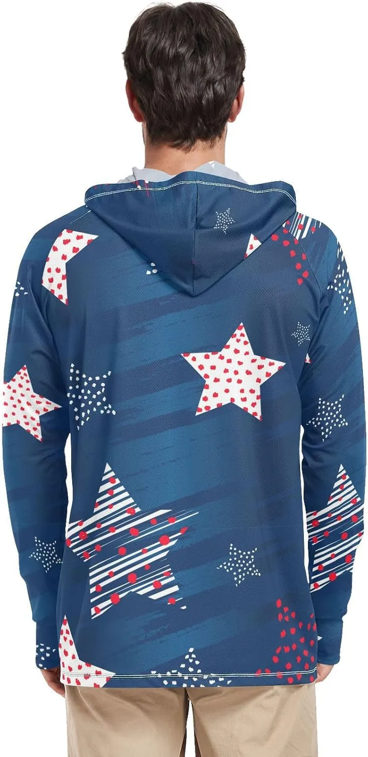 Mens Hoodie Sun Protection Long Sleeve American Star UPF 50 Mens Sun Shirt Sunproof Shirts Rash Guard Men UV