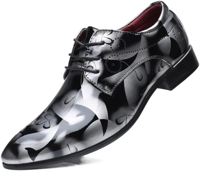 Men's Oxfords Pointed Toe Lace Ups Shoes Supple Full-Grain Leather Shoes for Men(Gray,13)