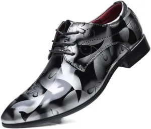 Men's Oxfords Pointed Toe Lace Ups Shoes Supple Full-Grain Leather Shoes for Men(Gray,13)