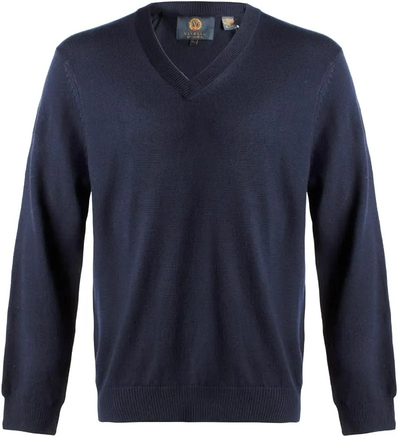 Men's Solid V-Neck Merino Wool Sweater