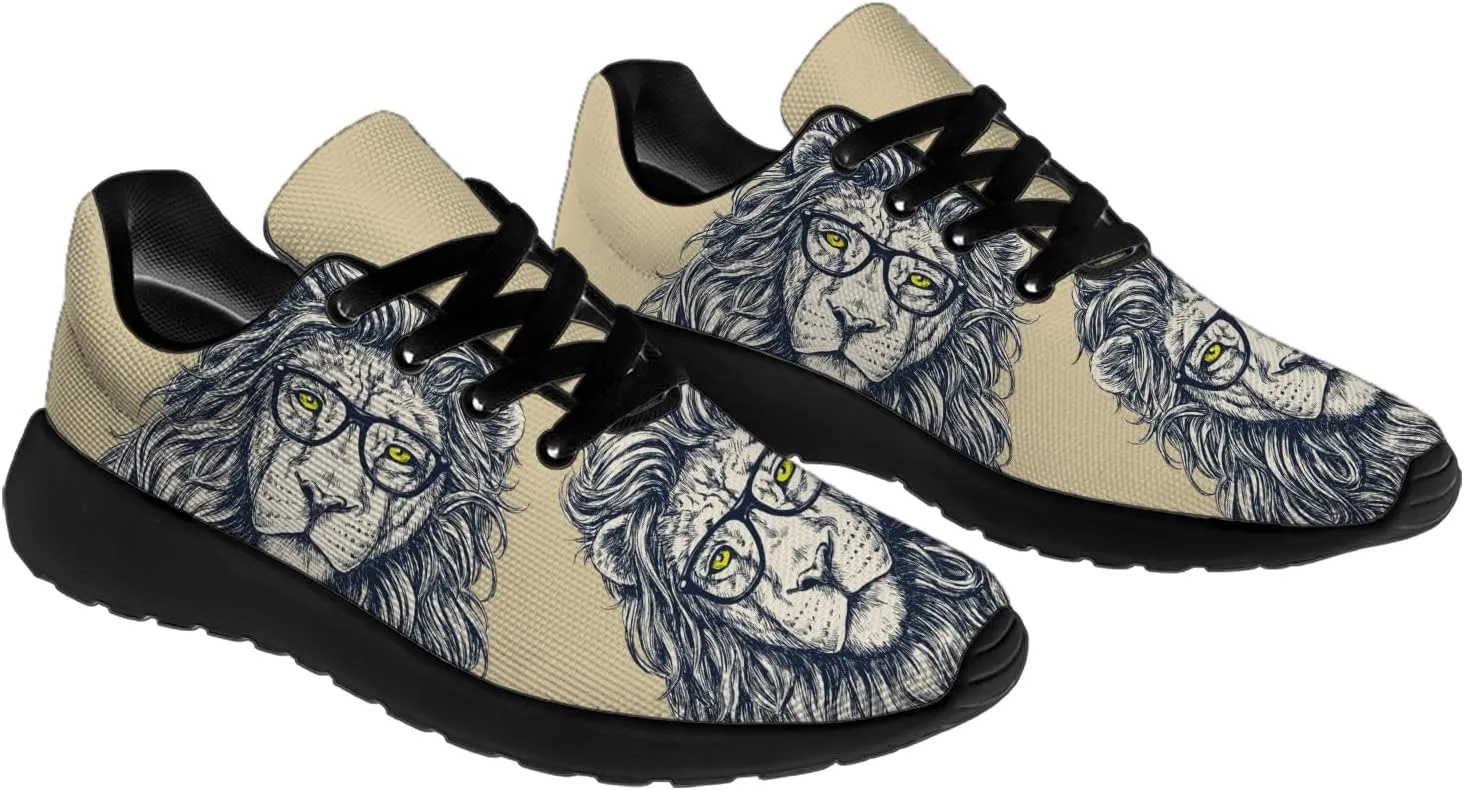 Mens Womens Lion Print Tennis Shoes Comfortable Running Walking Sneakers Gifts for Boyfriend Girlfriend