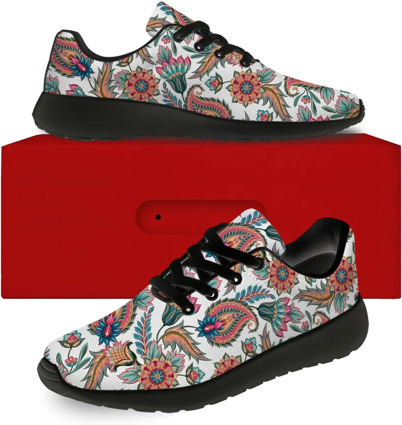 Men's Women's Paisley Print Walking Shoes Comfort Casual Lighweight Tennis Running Sneakers
