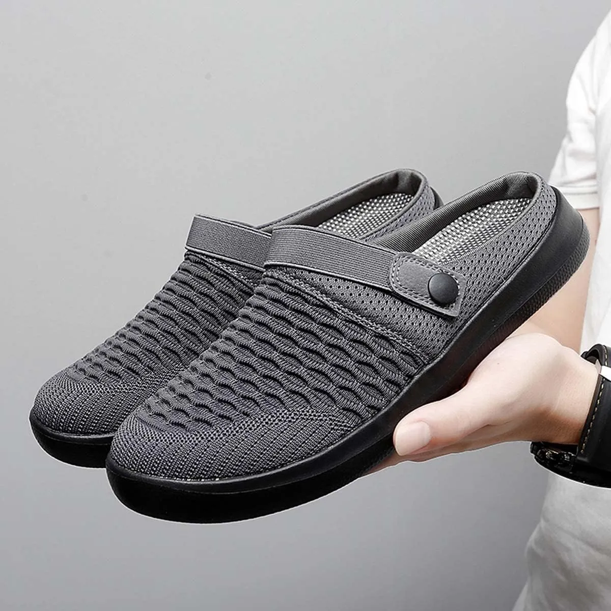 Men's Women's Summer Flat Sole Light Weight Breathable Mesh Quick Dry Beach Slippers Anti-Slip Garden Sandals Clogs Shoes Indoor Outdoor