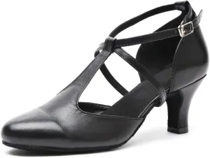 Minishion Women's T-Strap Ballroom Latin Salsa Dancing Shoes Bridal Wedding Pumps