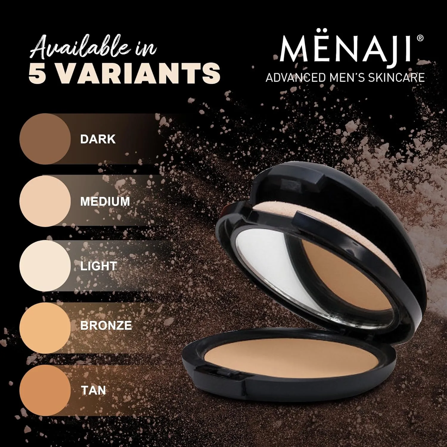MËNAJI Anti-Shine Powder (HDPV) - Anti-Shine Face Make-Up for Men - Natural Looking Makeup - Mens Cosmetics - Light
