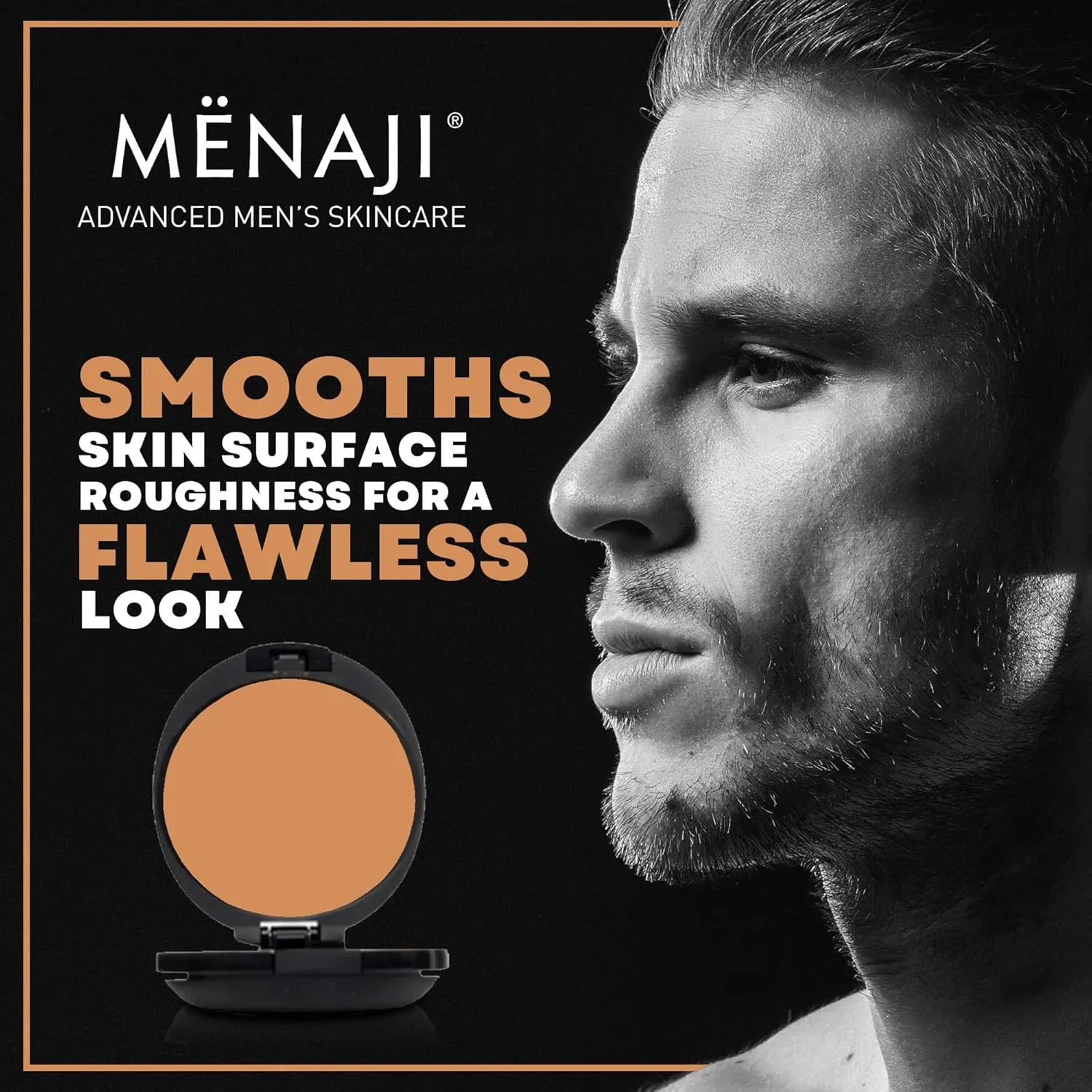 MËNAJI Anti-Shine Powder (HDPV) - Anti-Shine Face Make-Up for Men - Natural Looking Makeup - Mens Cosmetics - Light