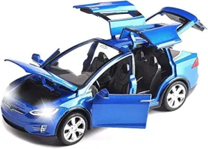 Model X Diecast Car Toy, 1:32 Scale Zinc Alloy Model Car, Pull Back Vehicles with Opening Doors & Light, Mini Collectible Toy Car for Toddlers