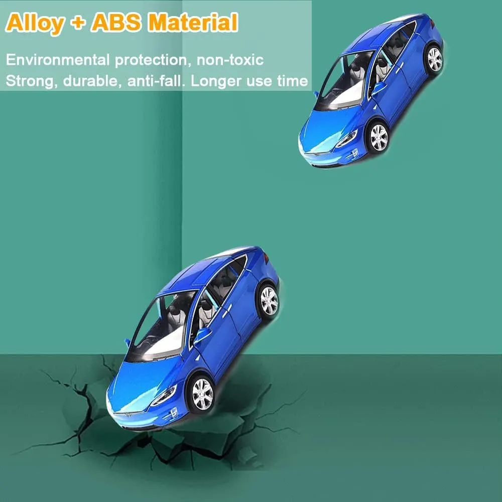 Model X Diecast Car Toy, 1:32 Scale Zinc Alloy Model Car, Pull Back Vehicles with Opening Doors & Light, Mini Collectible Toy Car for Toddlers