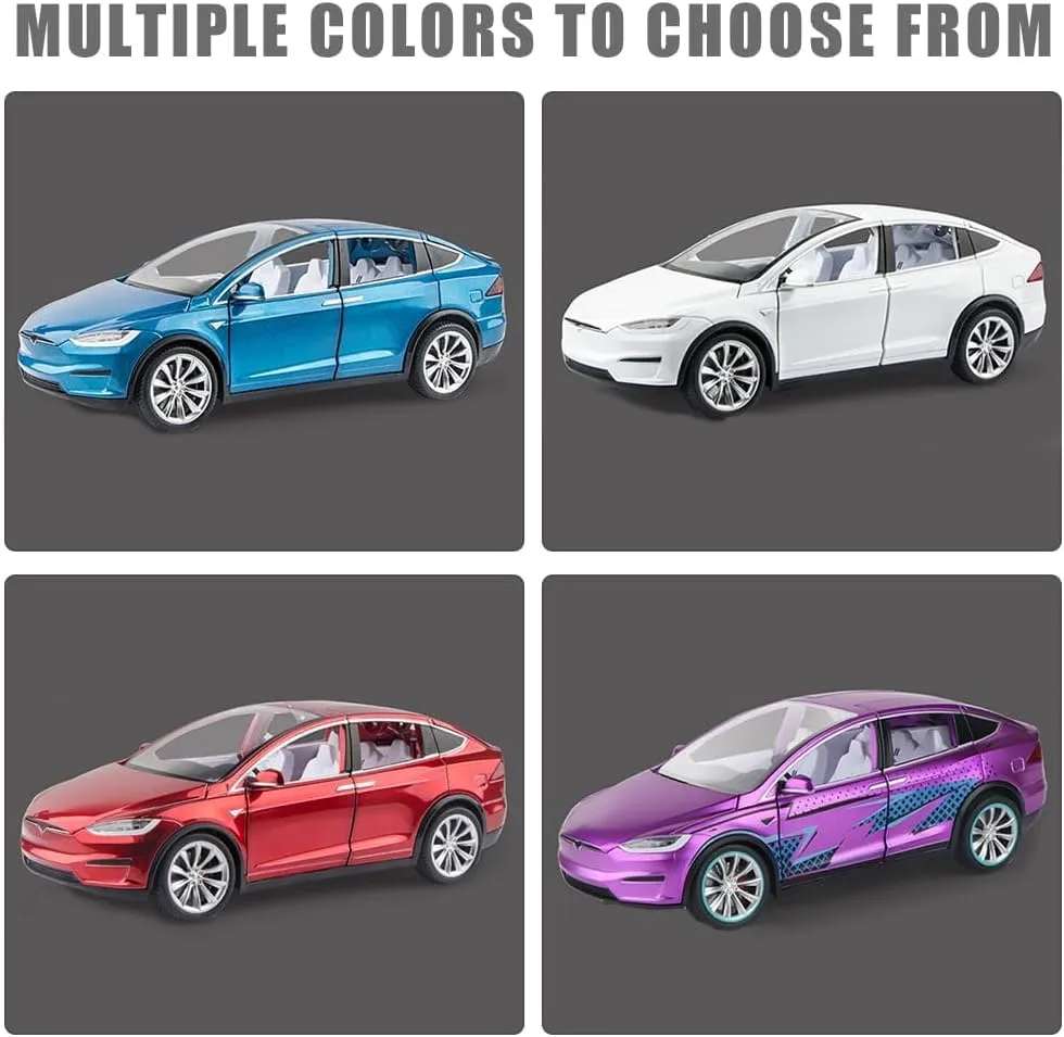Model X Toy Car 1/24 Diecast Model X Model Car Pull Back Vehicles with Sound and Light, Eagle Wing Door, Big Model X Diecast Car Model Toy Suitable for Kids Adults Birthday Gift