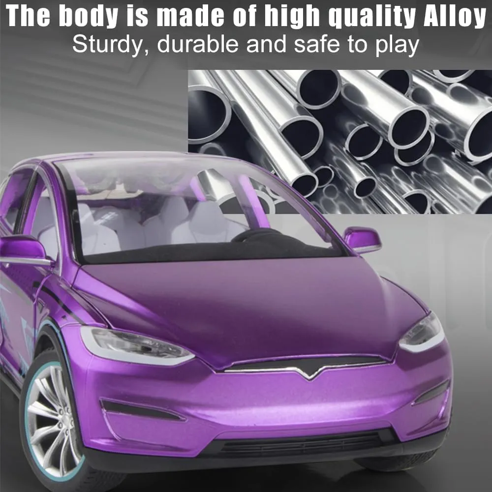 Model X Toy Car 1/24 Diecast Model X Model Car Pull Back Vehicles with Sound and Light, Eagle Wing Door, Big Model X Diecast Car Model Toy Suitable for Kids Adults Birthday Gift